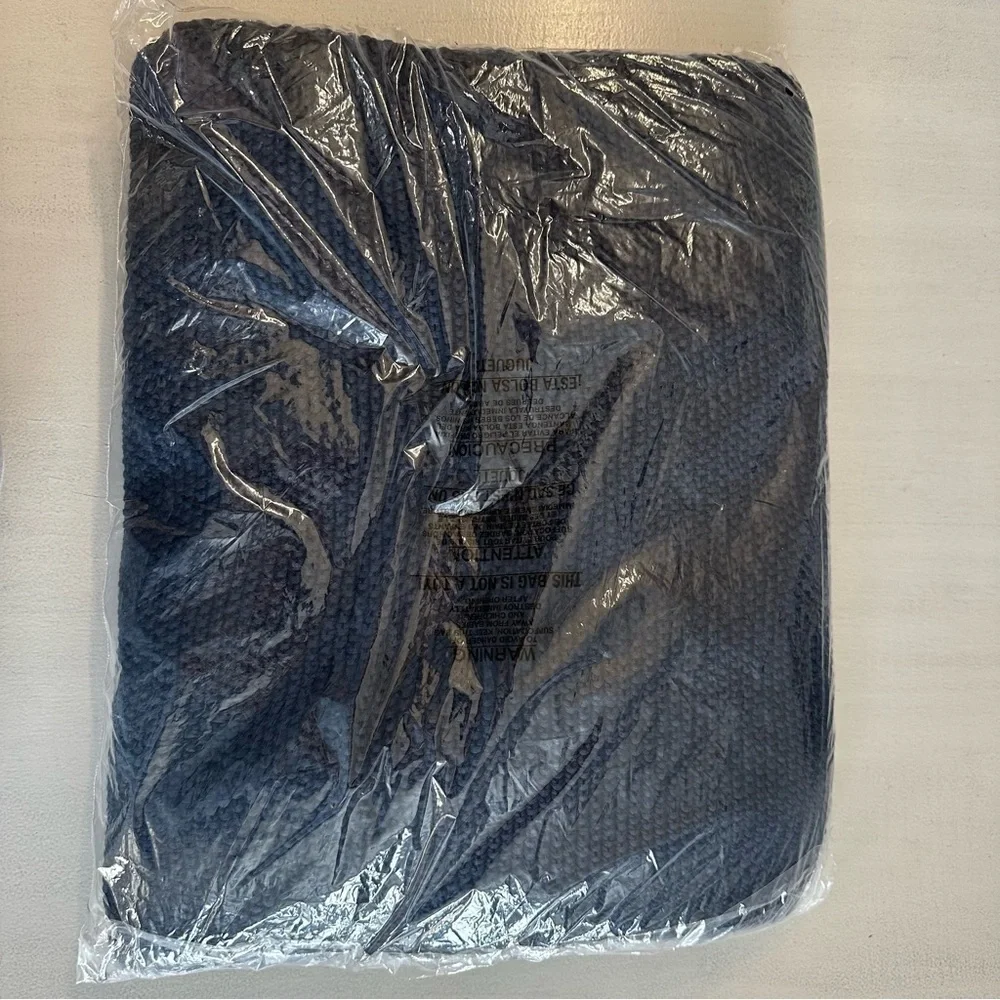 Ralph Lauren Pursell Style Navy Textured Knit Cotton Throw Blanket Sz 54x72 NWT